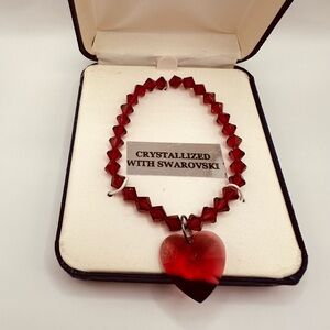 Swarovski Ruby Red Heart Bracelet (Vintage)